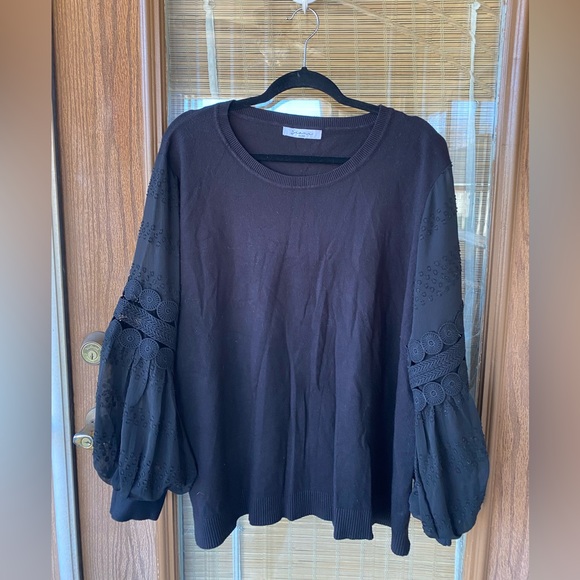 siani milano Sweaters - Lovely black sweater with gauze and eyelet sleeves. Size 2